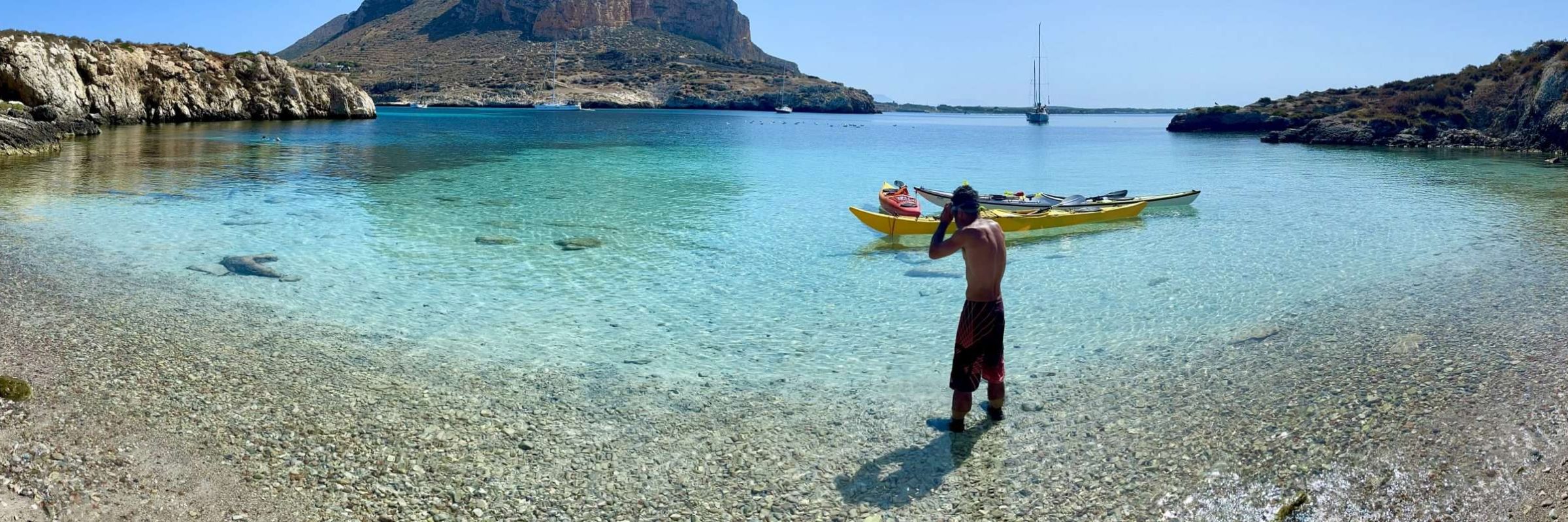 Kayaking in the transparent water of Favignana, Egadi islands